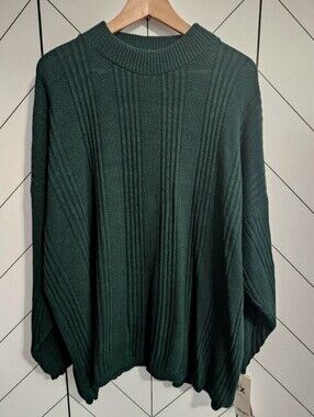 NWT Vintage Mathias Hunter Green Textured Sweater, Plus 2X